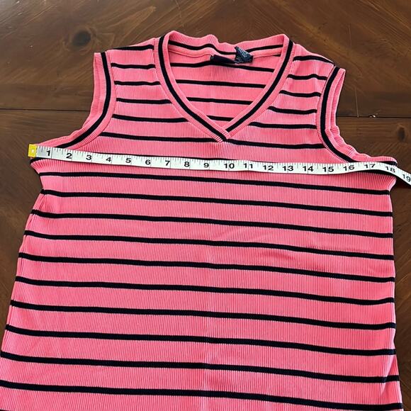 Mountain Lake Size M Pink & Black Striped Ribbed Sleeveless Knit Tank Top - Picture 6 of 7